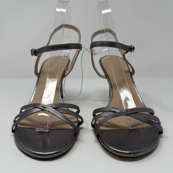 Stuart Weitzman Starla Strappy Sandal Heels Women's 9 Gunmetal Dark Silver NWOB - Picture 4 of 14